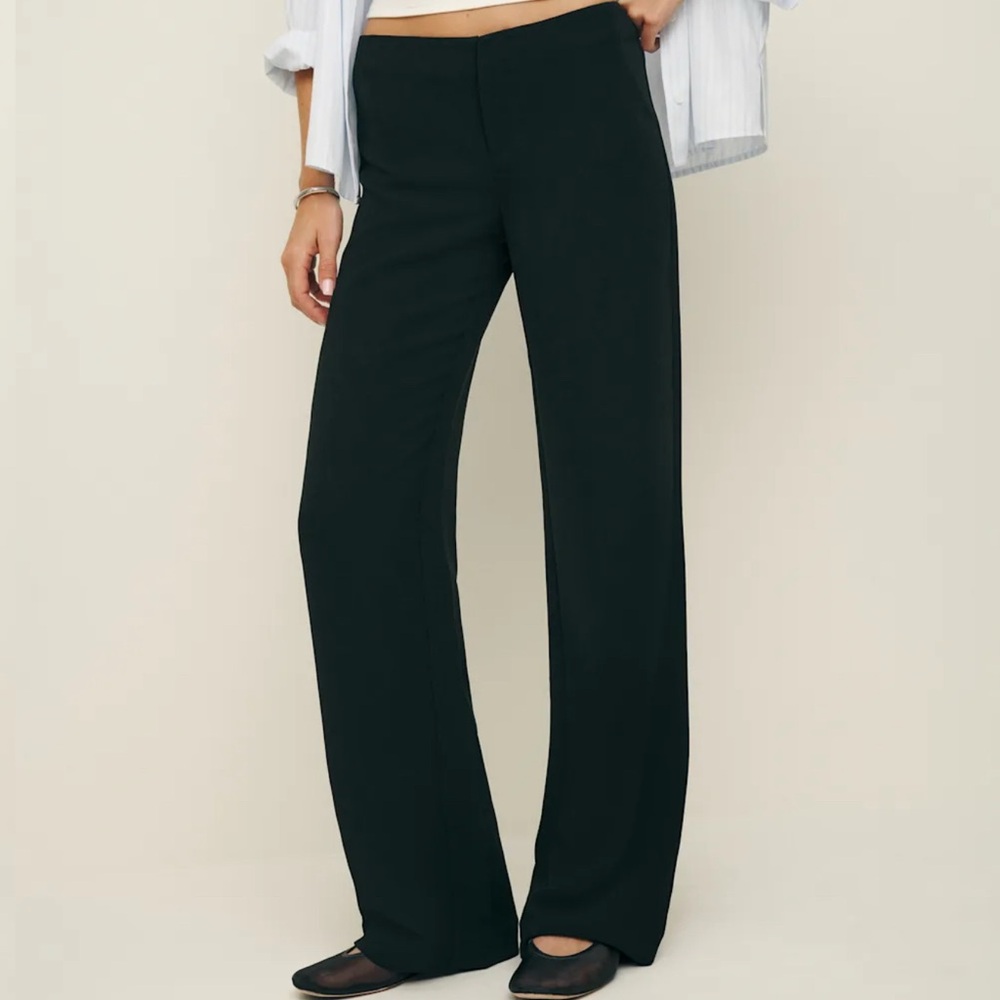 Reformation Elegant Black Wide-Leg Trousers